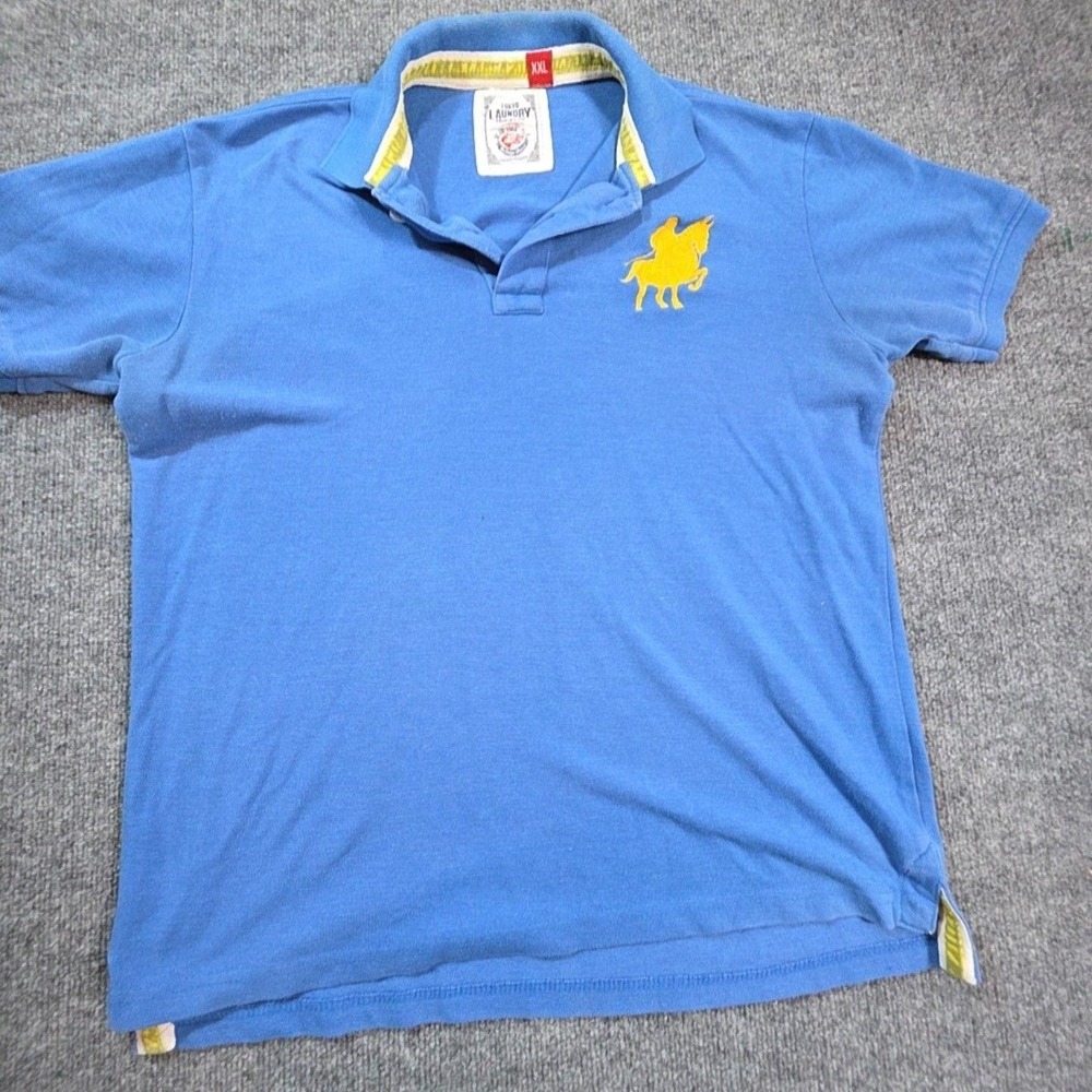 Tokyo Laundry Polo Shirt Mens 2XL Blue Embroidered Logo Short Sleeve Casual